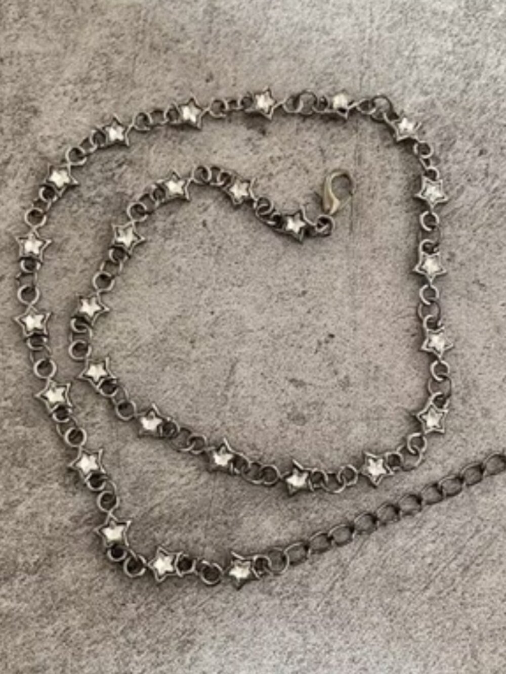 DESIGNER Rocker Chic Gunmetal Star Shaped Clear Crystal Link Chain Necklace**NEW
